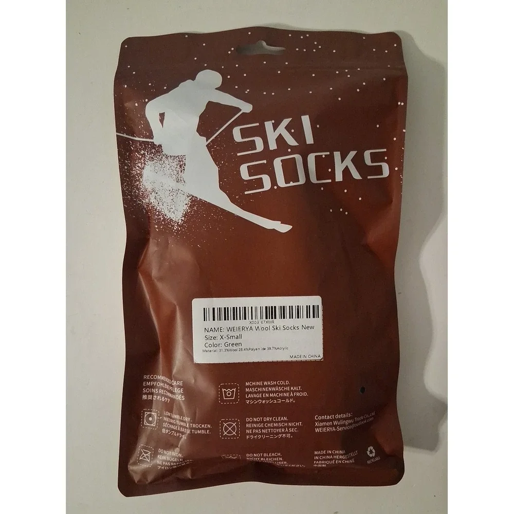 Lot of 2 Pair: Weierya Wool Blend Ski Socks Kids XS Snow Winter